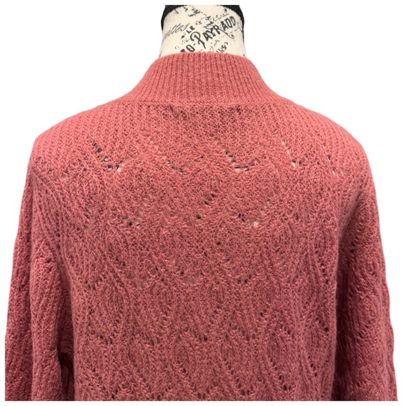 Heartloom Women's Pointelle Balloon Sleeve Pullover Sweater. Blush/Pink. Small - Picture 9 of 11